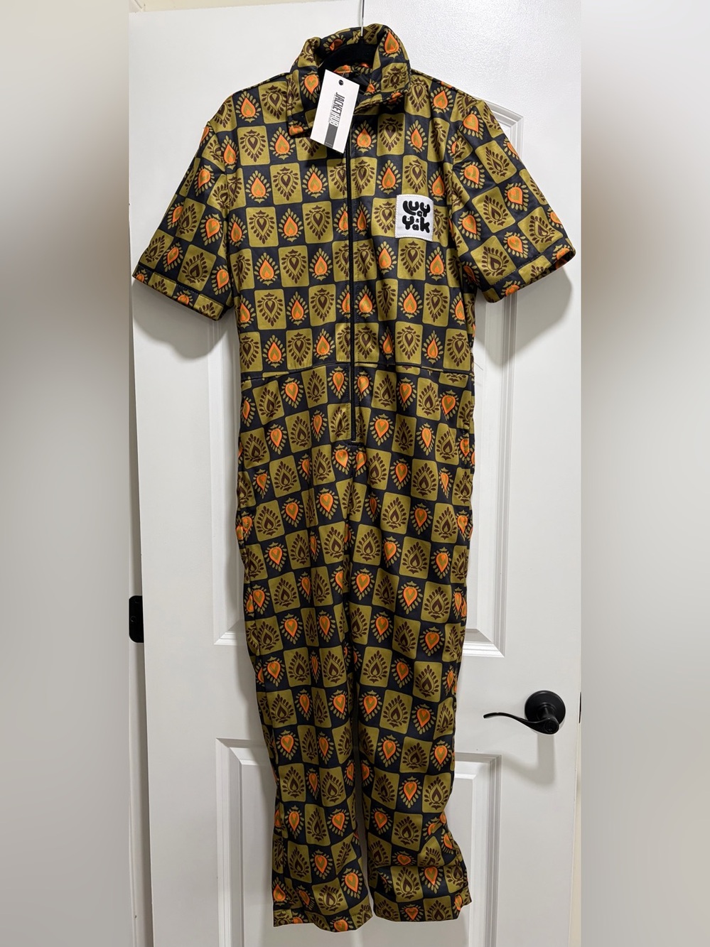 Lucy & Yak Rex Short Sleeve Needlecord Jumpsuit in Indiana Print.